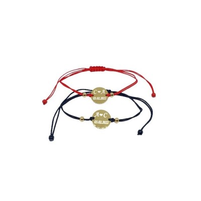 Set de 2 bratari pentru cupluri personalizate cu initiale si data, Dalimag foto