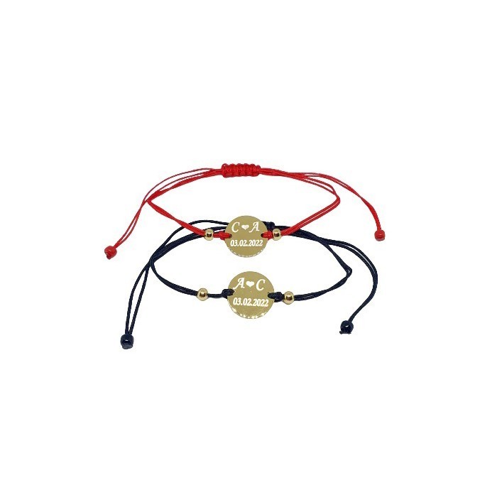 Set de 2 bratari pentru cupluri personalizate cu initiale si data, Dalimag