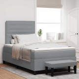 Cumpara ieftin Pat cu arcuri cu perna Gri deschis 120 x 200 cm tesatura