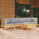 Set mobilier gradina cu perne gri, 5 piese, lemn masiv de pin GartenMobel Dekor, vidaXL