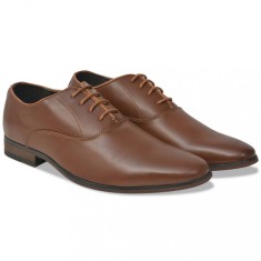 vidaXL Pantofi business cu șiret, bărbați, mărime 42, piele PU, maro