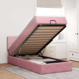 Cumpara ieftin Cadru de pat otoman cu saltea roz 100x200cm catifea
