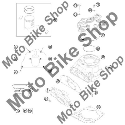 MBS Kit garnituri cilindru + chiuloasa KTM 125/200 98-11 #97, Cod Produs: 50330097000KT foto