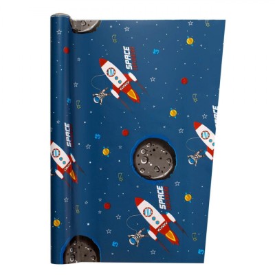 Autocolant Rola Space Explorers, Model Spațiu, Material PVC, Dimensiuni 150x45 cm, Albastru foto