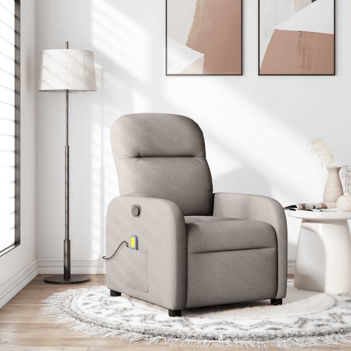 vidaXL Fotoliu de masaj rabatabil, gri taupe, material textil 4015539