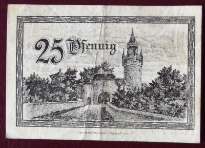 Germania notgeld 25 pfennig 1920 Hessen ** foto