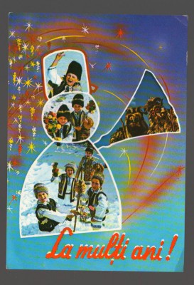 CPIB 19966 CARTE POSTALA, FELICITARE - URATORI PLUGUSORUL SORCOVA, MASTI, MOZAIC foto