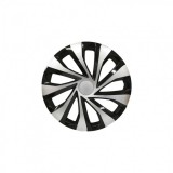Set 4 Capace Roti Negru Argintiu 502 15 Inch ALM Plastic ABS Rezistent Impact Universal Montaj Facil