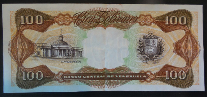 Bancnota exotica 100 BOLIVARES - VENEZUELA, anul 1982 * cod 859 = excelenta