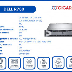 Dell R730 2x E5-2697 v4 128GB H730 2x PS Server 6 Luni Garantie