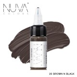 Tus Micropigmentare NUVA Colors 20 Brown N Black, 15ml - Microblading, Eyeliner, Sprancene - Pigment Personalizabil