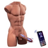 Masturbator Henry cu Penis si Anus, Control prin Aplicatie Mobila, 7 Moduri, USB Magnetic, Natural, 14.9 kg