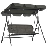 Outsunny Balansoar de Grădină cu 3 Locuri și Parasolar Reglabil, 167x112x153 cm, Gri &Icirc;nchis | Aosom Romania