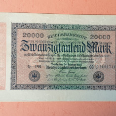 20000 Marci anul 1923 - Bancnota veche Germania Reichsbanknote