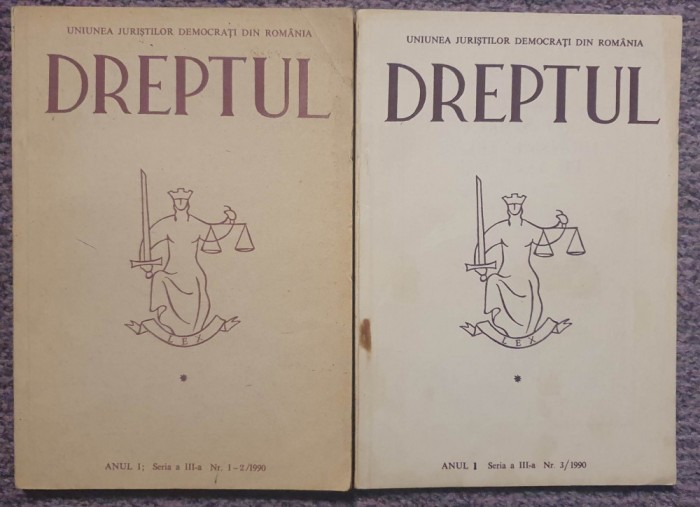Dreptul tabla de materii 1990, Nr 1-3 stare buna, 146+78 pagini