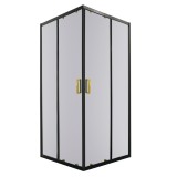 Cabină de duș pătrată Tiara Square Gold 90x90 cm fără cădiță de duș