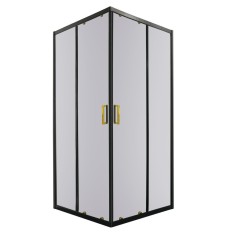 Cabină de duș pătrată Tiara Square Gold 90x90 cm fără cădiță de duș