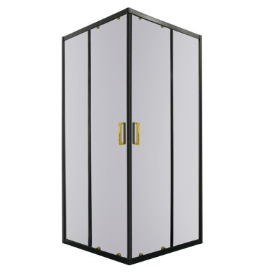 Cabină de duș pătrată Tiara Square Gold 90x90 cm fără cădiță de duș foto