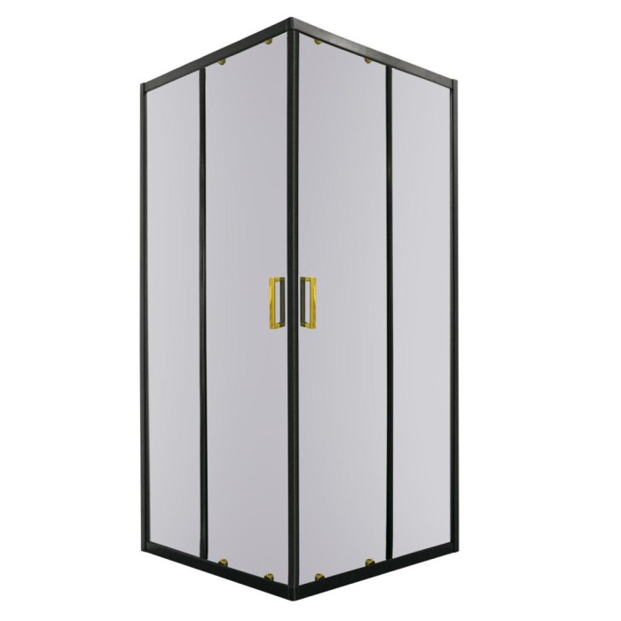 Cabină de duș pătrată Tiara Square Gold 90x90 cm fără cădiță de duș
