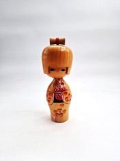 vintage papusa Kokeshi Japonia lemn lucrat manual 20 cm anii &amp;#039;70 foto