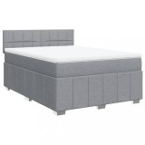 Cumpara ieftin Pat continental cu saltea, gri deschis, 160x200 cm, textil