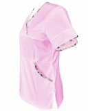 Halat Medical Pe Stil, Roz deschis cu Elastan și cu Garnitură Stil Japonez, Model Sanda - XS
