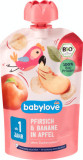 Babylove Piure de piersică cu banană si măr ECO, 12+, 100 g