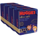 Pachet Scutece chilotel de noapte Huggies Elite Soft Pants Overnight 6, 15-25 kg, 64 buc