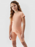 Tricou unicolor pentru fete - culoarea coral pudrat, 4F Sportswear