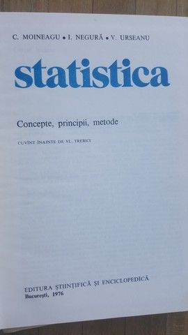 Statistica,concepte, principii, metode- C.Moineagu, I.Negura