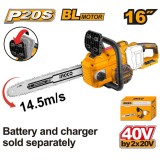 Cumpara ieftin Drujba Electrica 40V cu Motor Fara Perii 16" 400mm, 14.5m/s fara acumulator Ingco CGSLI40168