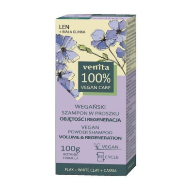 Sampon pudra pentru volum si regenerare cu extract de in, argila alba si cassia Venita, 100 g foto