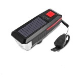 Cumpara ieftin Lampa LED pentru bicicicleta,incarcare solara,claxon,baterie 2000 mAh - buton rosu, Malatec