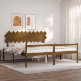 Cadru de pat senior cu tăblie, 200x200 cm maro miere lemn masiv