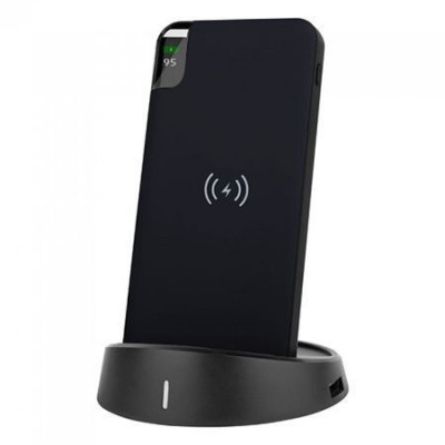 Power bank 8000mah incarcare wireless model stand - negru foto