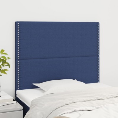vidaXL Tăblii de pat, 2 buc, albastru, 90x5x78/88 cm, textil 3116180 foto
