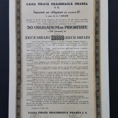 Actiune 1932 Calea ferata oraseneasca Oradea , obligatiune , titlu , actiuni