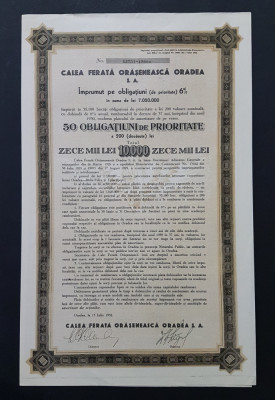 Actiune 1932 Calea ferata oraseneasca Oradea , obligatiune , titlu , actiuni foto