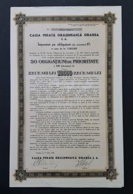 Actiune 1932 Calea ferata oraseneasca Oradea , obligatiune , titlu , actiuni foto