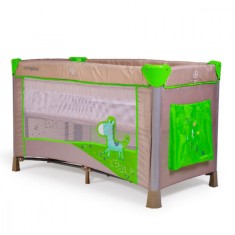 Patut pliabil cu doua nivele si carusel muzical Zebra Verde