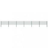 vidaXL Panou de gard cu st&acirc;lpi, verde, 10,2 x 0,8 m, fier