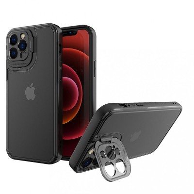 Husa de protectie pentru apple iphone 14, flippy, bracket series cu suport si protectie pentru camera, negru foto