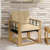 vidaXL Canapea de exterior Lemn solid de Acacia și Textilene Alb 3439047