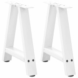 Set 2 Picioare Masa Cafea Otel Alb 38x43cm Forma A Gossi - Suport Metalic Robust, Nivelatoare Podea