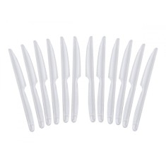 Set 12 cutite masa 18 cm, plastic reutilizabil, albe