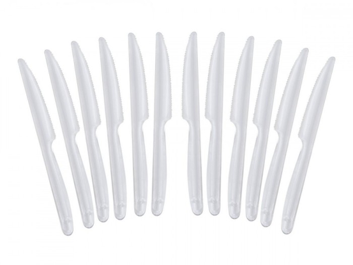 Set 12 cutite masa 18 cm, plastic reutilizabil, albe