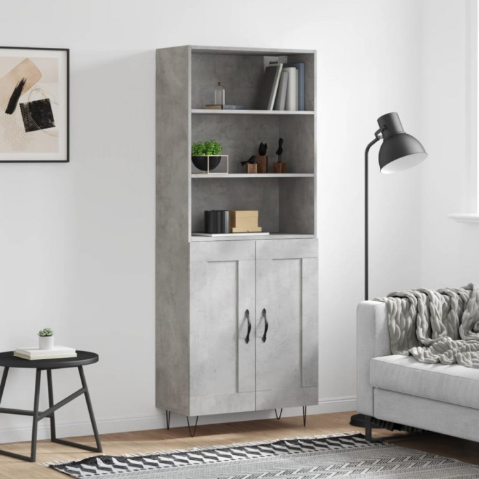 vidaXL Dulap &icirc;nalt, gri beton, 69,5x34x180, lemn compozit 3189953