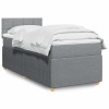 VidaXL Pat box spring cu saltea, gri deschis, 90x200 cm, textil
