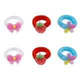 Elastice Păr Frotte, Model Multicolor, Set 6 Bucăți, Fundiță și Căpșuni, Pentru Fete, Oem
