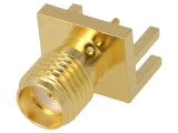Conector SMA Femelă Margine Dreaptă 50&Omega; SMT Cablu PTFE Aurit